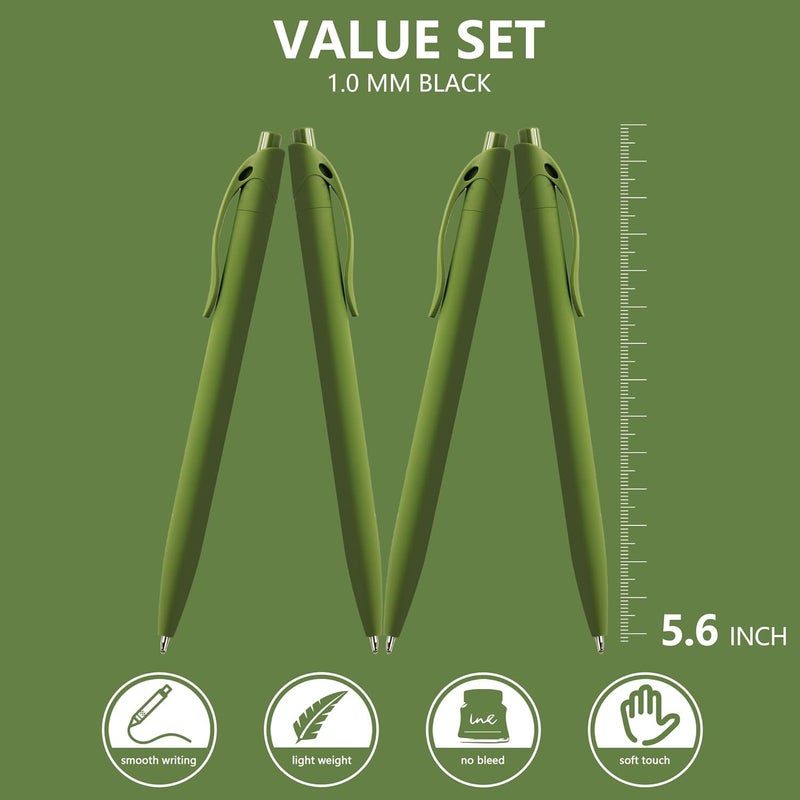 deegtran 100 Pack No Bleed Sage Green Barrel Click Pens, Wholesale Retractable Ballpoint Pens, Medium Point, Smooth Ink, 1.0MM Black Ink - Image 2